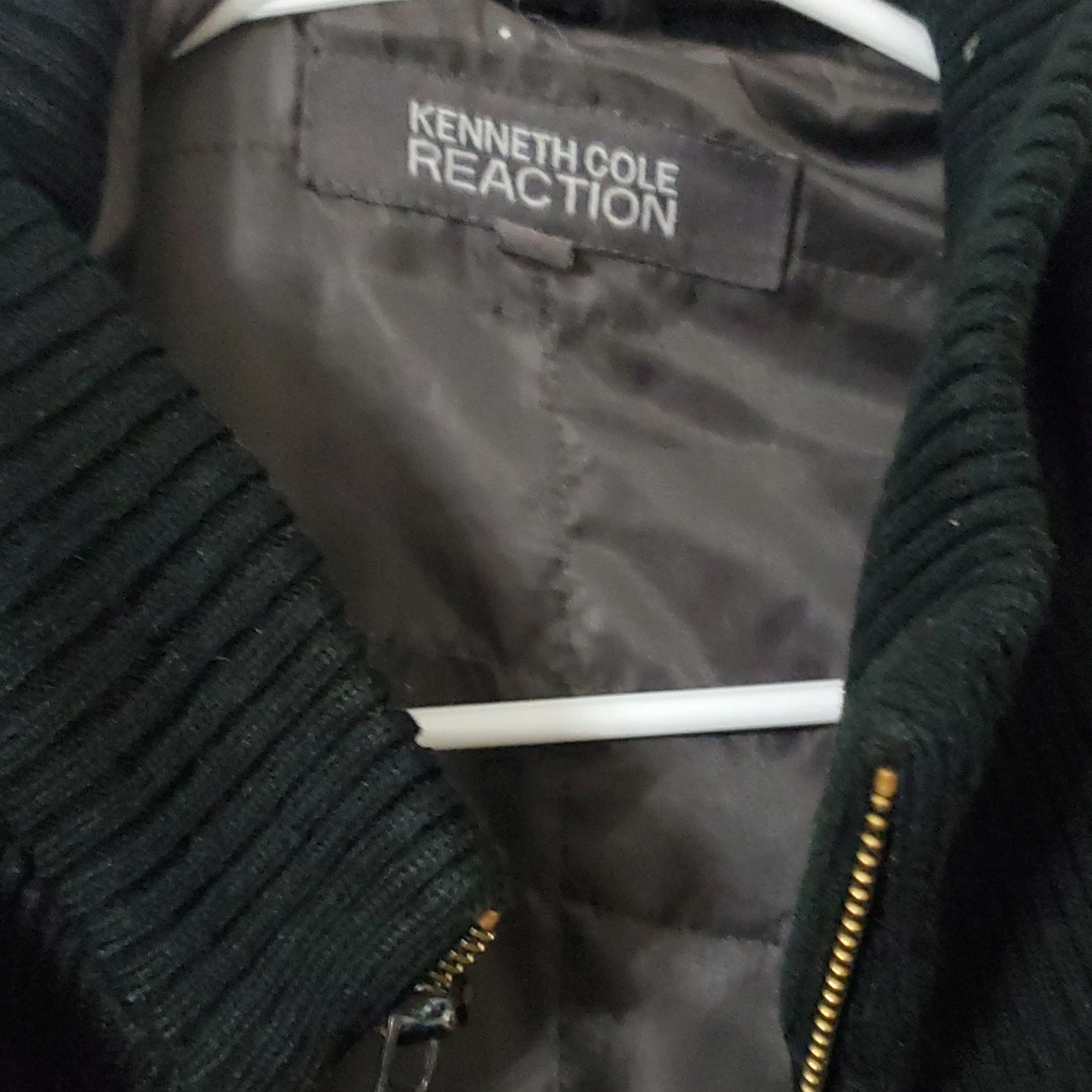 Kenneth Cole Reaction Men's Black Cotton Blend Overcoat Zip/Button L image 2