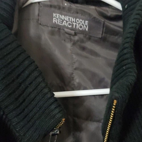 Kenneth Cole Reaction Men's Black Cotton Blend Overcoat Zip/Button L image 2
