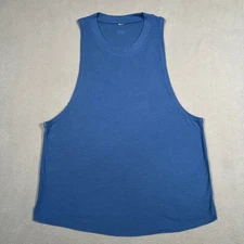 Alo Yoga Ribbed Tank Top Sleeveless Athletic Gym Workout Blue Womens Large