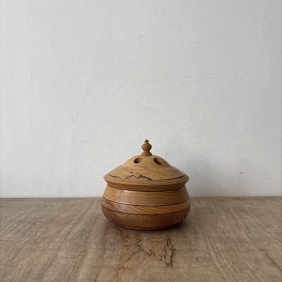 Vintage Landhausstil handgeschnitzt Potpourri Holz Deckel Aufbewahrung Topf Dekor
