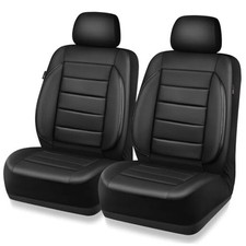 Faux Leather Car Seat Covers Front Seats Only, 3D Foam Support Car Black Front
