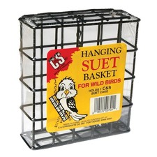 C  S Hanging Single Suet Basket for Wild Birds, 1 Suet Cake Capacity