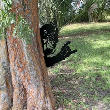 Squatchwatch Rock On Bigfoot Laser Cut Tree Art - .090 Alum Black Funny  24" USA