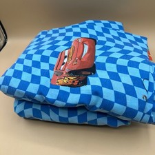 Disney Pixar Cars Lightning McQueen Mater Blue Checker Bed Sheet Set Kids twin