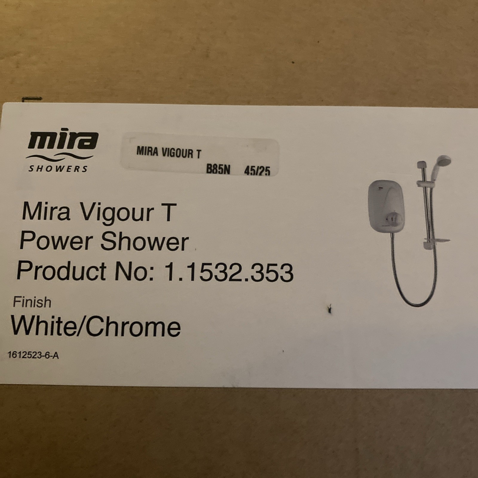 Mira Vigour Thermostatic Power Shower - White Chrome . New 1.1532.353
