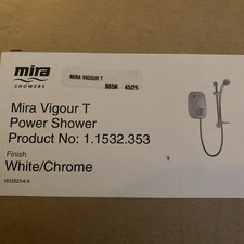 Mira Vigour Thermostatic Power Shower - White Chrome . New 1.1532.353