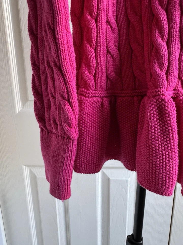 Polo Ralph Lauren Suéter Tejido con Cable Cárdigan Niñas Talla 6 Algodón Rosa  Foto 2 de 4