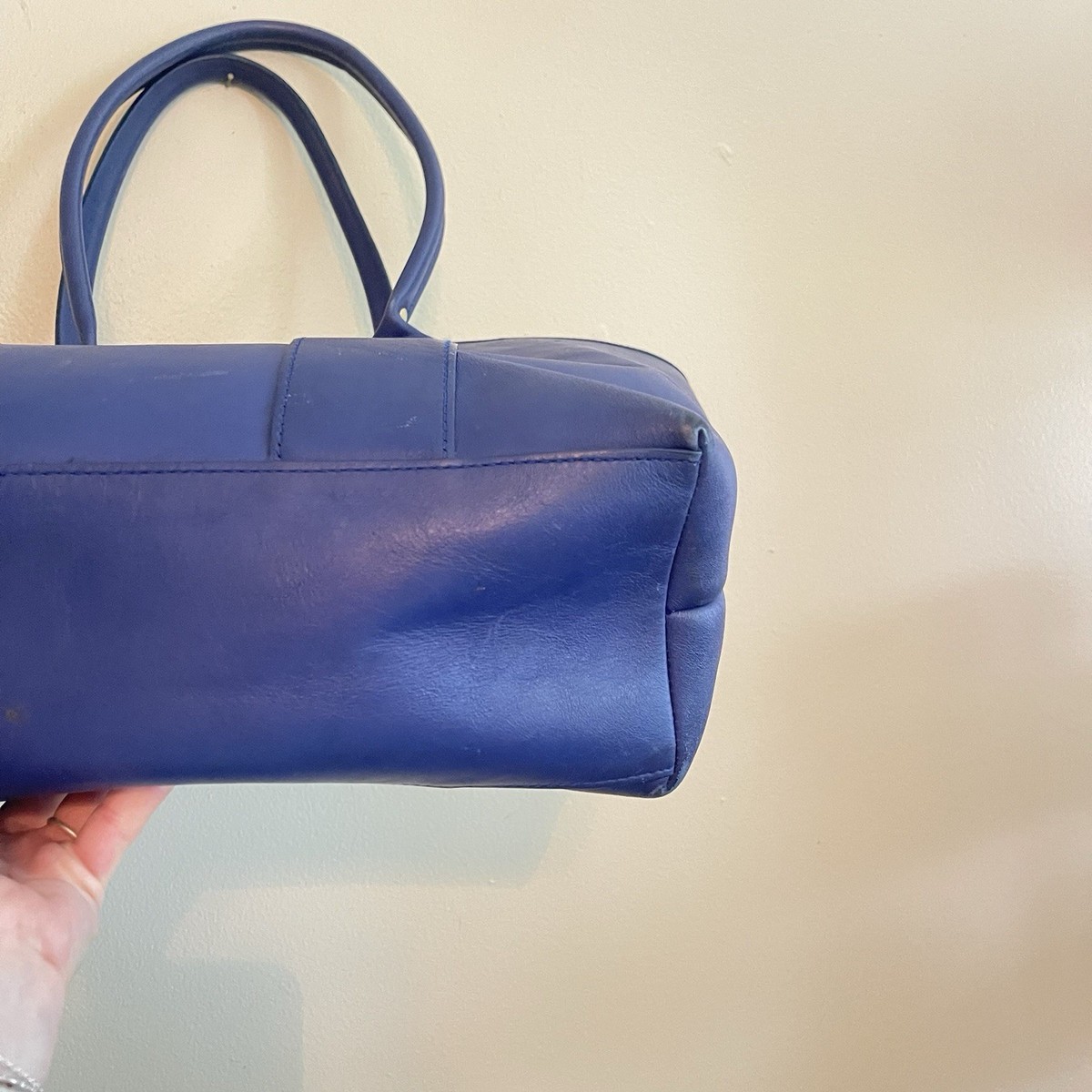 J.W. Hulme Co Leather Tote Bag Blue USA Made Heritage Workwear Carryall READ View 5
