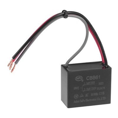 Deckenventilatorkondensator CBB61 1,5/2,5uF 350V AC 3 Drähte 38x31x21mm