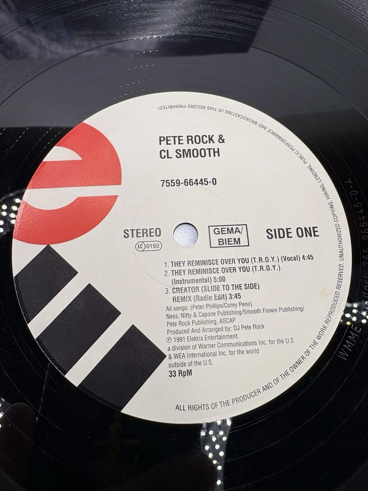 Pete Rock & C.L. Smooth: They Reminisce Over You 1992 SINGLE 0-66445 Vinyl LP Foto 3 de 4
