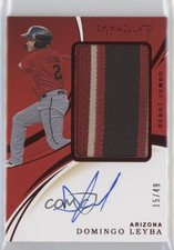 2020 Panini Immaculate Debut Jumbo Relics Red 15/49 Domingo Leyba Auto 0a8t