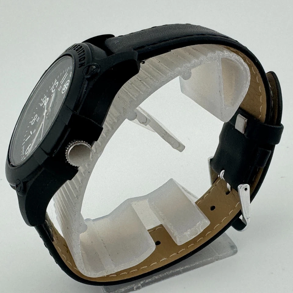 Timex Expedition Reloj Militar Cuarzo Hombre 100m Cuero Negro Analógico Batería Nueva Foto 4 de 4