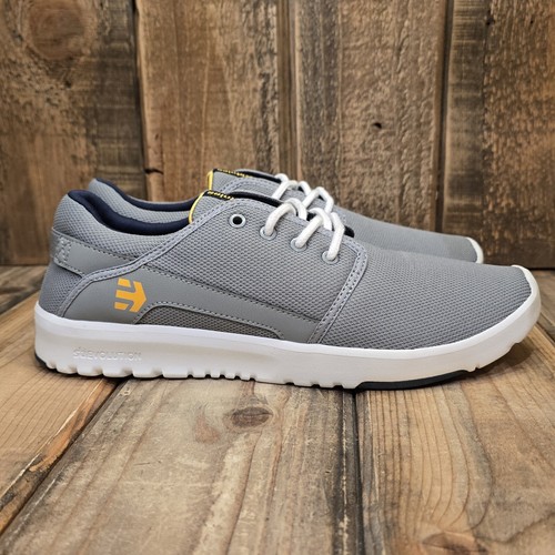 ETNIES SCOUT SKATE SHOE SNEAKER GREY/NAVY/YELLOW NUBUCK MENS US 9 /EU 42 - Picture 4 of 10