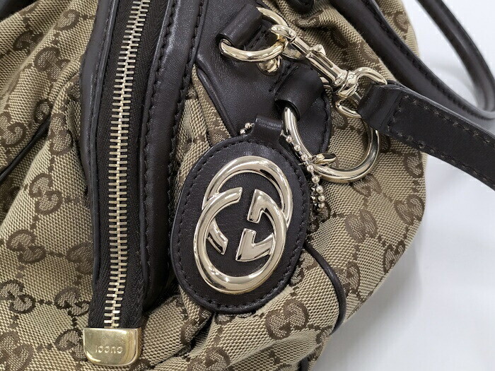 Gucci Sookie 2-Way Shoulder Bag GG Canvas Beige Brown 13.4 Gucci Sookie 2-Way Shoulder Bag GG Canvas Beige Brown 13.4