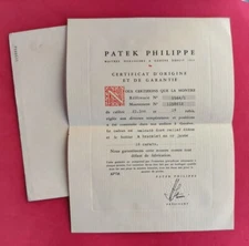 Patek Philippe 3544/1 Ellipse Certificate Of Origin Warranty Guarantee Vintage