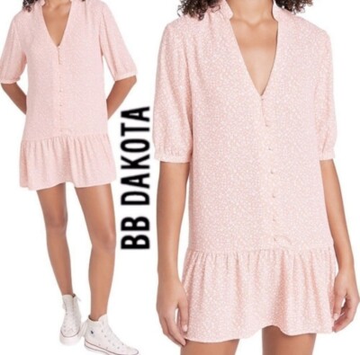 BB Dakota Been Here Before Women's Floral Print Ruffled Mini Shift Dress Size M