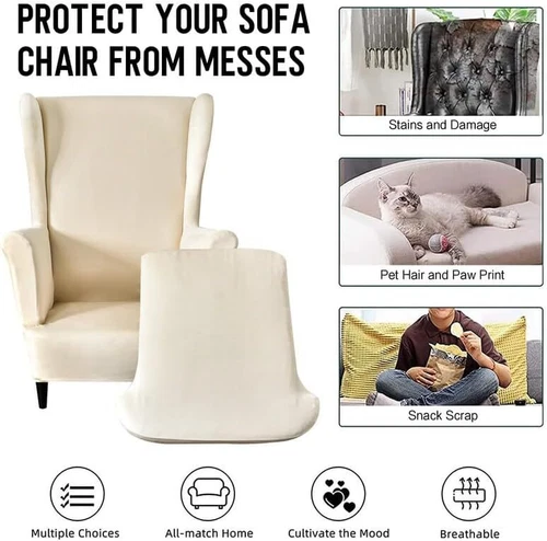 2-Piece Set Wing Back Chair Covers Stretch Wing Chair Slipcovers Armchair Covers - Bild 108 von 109