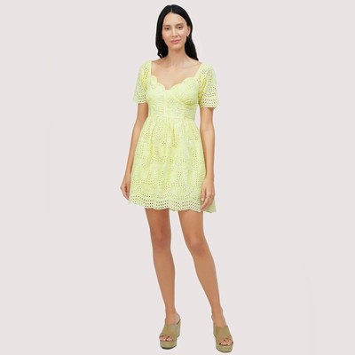 Lost + Wander Lemon Drop Lace Mini Dress in Yellow NWT Women Dress Size Small