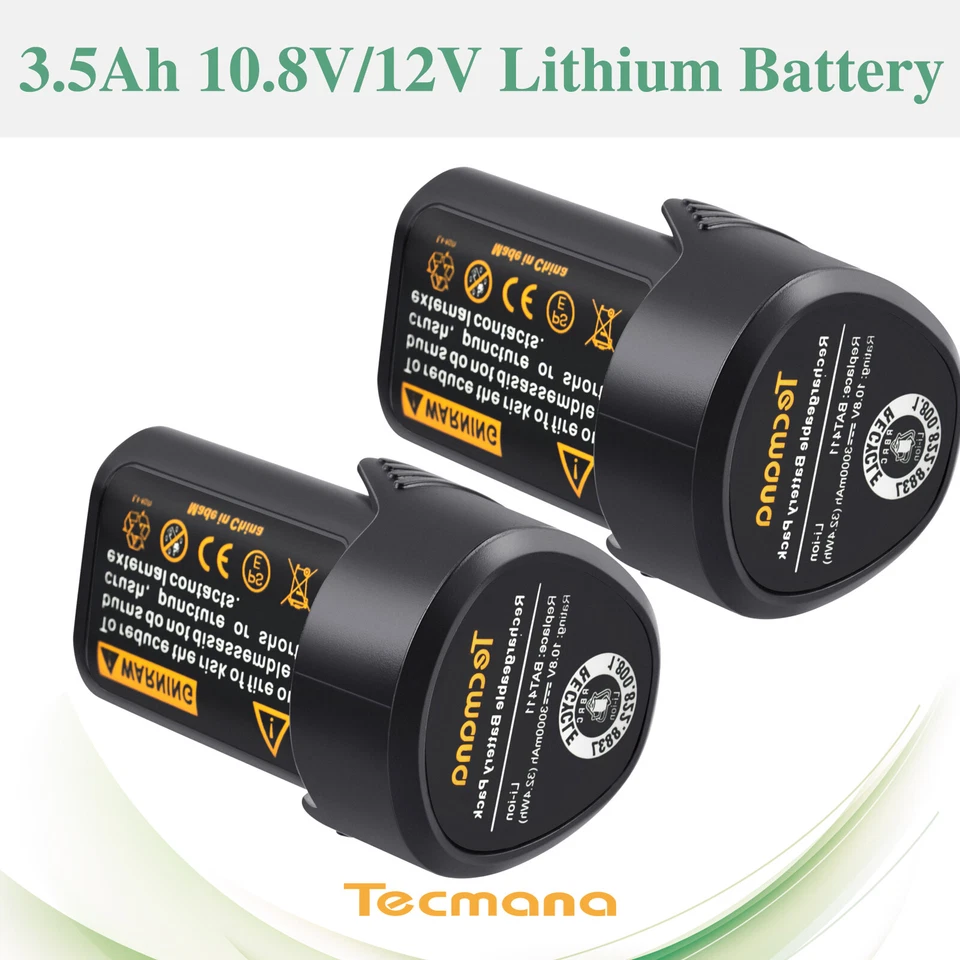TECMANA 2X 3.5Ah 10.8V/12V Li-ion Battery for Bosch GSR GSB GWI GSA GST GOP GDR 10.8V-Li