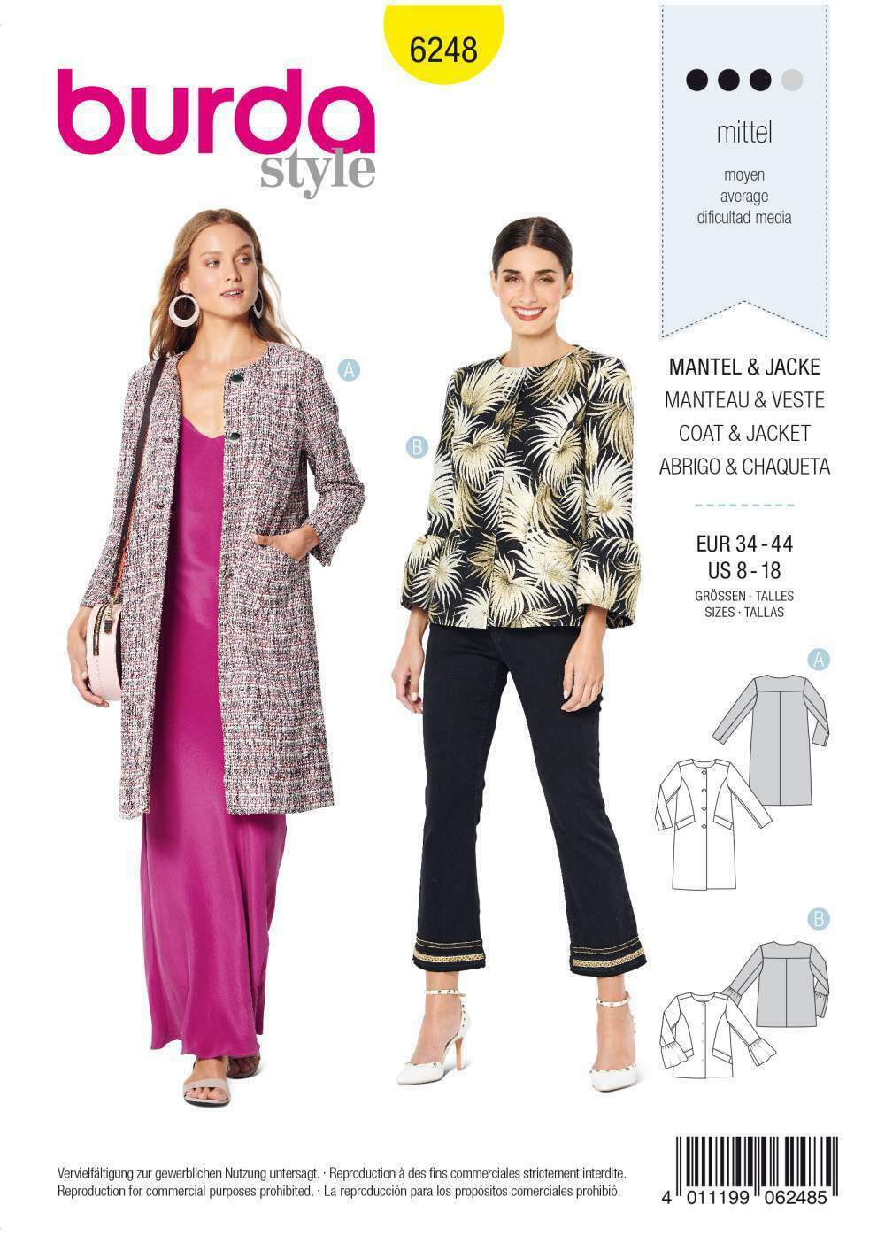 Burda SEWING PATTERN 6248 Misses' Coat & Jacket Sizes 8-18