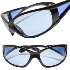 Classic Wrap Around Vintage Sporty Design Gray Sunglasses Blue Lens