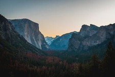 Landscape mountains forest trees clear sky nature Custom Gaming Mat Desk