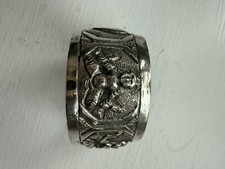 Antique Silver plated Napkin Ring With Crest - Detailed Buddha Images