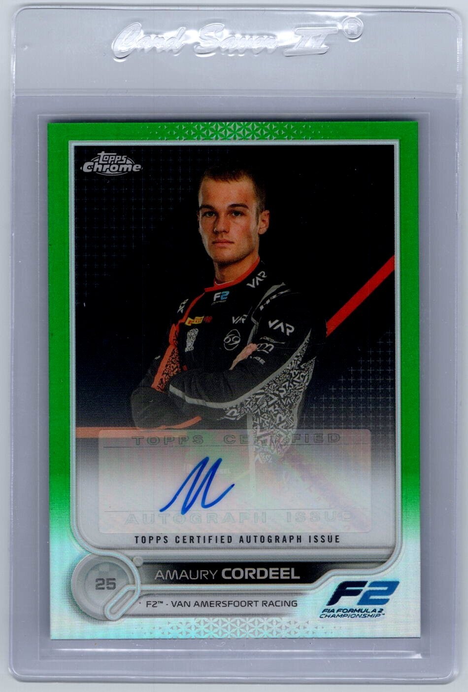 2022 Topps Chrome Formula 1 Amaury Cordeel #08/99 Green Refractor F1 Auto RC F2