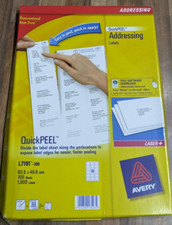 AVERY ADDRESSING LABELS L7161-100 SEALED BOX OF 1800 QUICKPEEL LASER LABELS