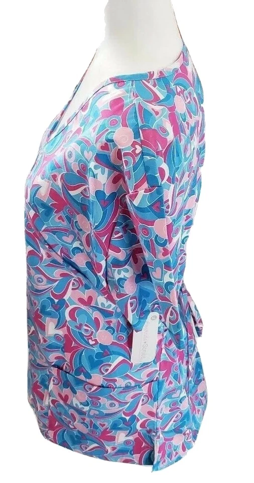 Amanda Scrubs Women's New Short Sleeve Front Pocket V Neck Top Faux Wrap XL - Image 2 of 4