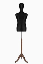 BUSTO UOMO SARTORIALE MANICHINO MASCHILE NERO CON TESTA E BASE TRE PIEDI