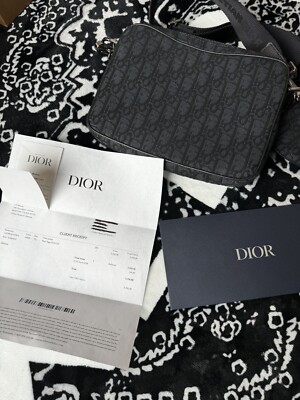 2022 Men's Dior Black Oblique Jacquard Saddle Bag | eBay