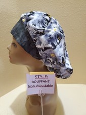 Haunted Graveyard Halloween Women's Bouffant Surgical Scrub Hat/Cap Handmade