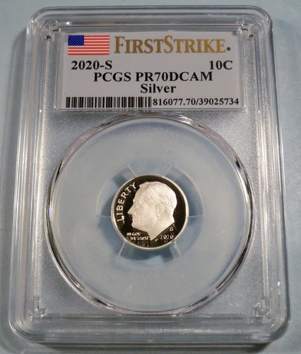 2020-S 10c SILVER PCGS PR70DCAM ROOSEVELT DIME .999 FINE PROOF DEEP CAMEO