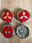 4x Mitsubishi Wheel Hub Centre Cap New Centre Caps Badge 60mm Red Silver