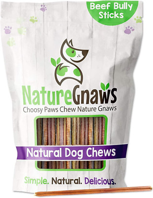 Nature Gnaws Extra Thin Bully Sticks for Dogs - Premium Natural Beef Dental Bone