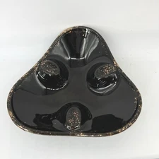 Vintage Ceramic Ashtray Mid Century Modern Black Gold Accent Table Decor