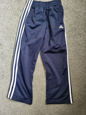 Boy's Adidas 3-Stripe Blue/White Classic Track Pants Pockets Size 7 X Tall