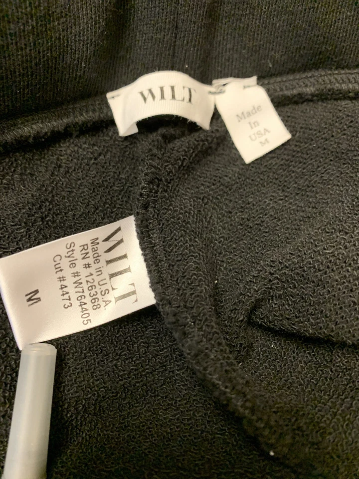 Pantalones de chándal Wilt para mujer a rayas de terciopelo negros talla mediana nuevos con etiquetas Foto 3 de 4