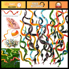 200 Pcs Realistic Plastic Snakes - 4" Colorful Rubber Toys for Garden Pranks, Ha