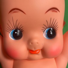 Rare Vintage Kewpie Soft Vinyl Doll with Green Wings - 55cm Collector's Item 