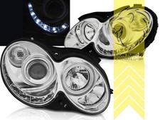 LED Tagfahrlicht Optik Scheinwerfer f&uuml;r Mercedes Benz CLK C209 Coupe Cabri chrom