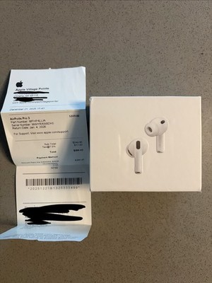 Apple AirPods Pro 3 White Bluetooth Wireless Earbuds w/ Built-In Mic (sealed)