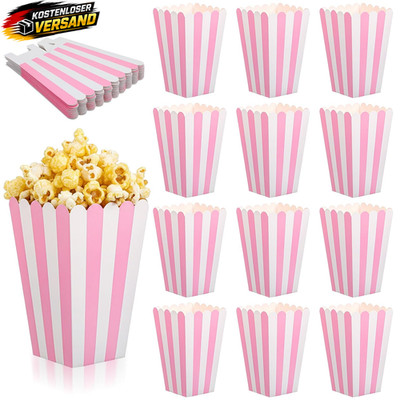 Rosa Popcornschalen Set 12 Stück wiederverwendbar für Party, Filmabend, Hochzeit