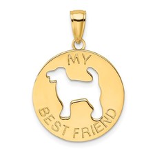 14k Yellow Gold MY BEST FRIEND with Cut-out Dog Charm