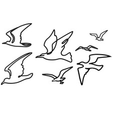 7 Pcs Metal Seagull Wall Decor Nautical Ocean Wall Art Black Minimalist Line ...