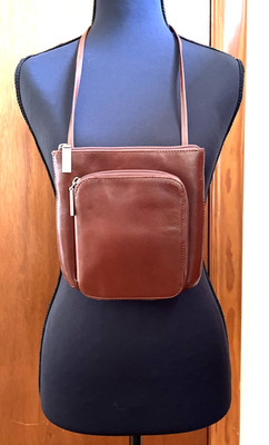 Hobo Crossbody Bag Purse w/ Wallet Compartment Chestnut Brown 26'' Strap Drop