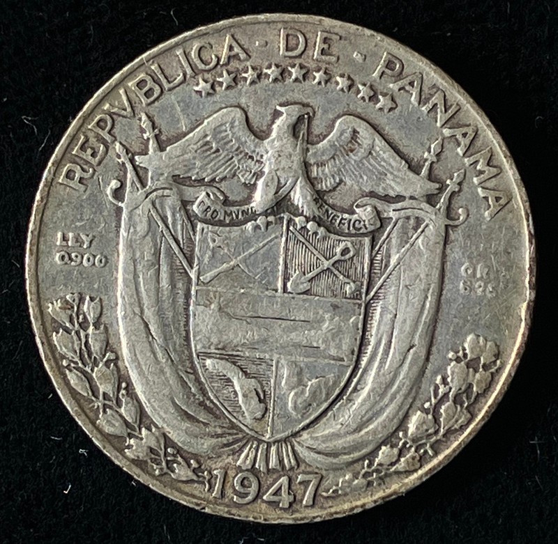 1947 Panama Silver Quarter Balboa (1/4 Balboa) Low Mintage