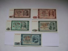 5Muster Geldscheine Banknote DDR 0 Serie 1964 MDN  m. Wasserzeichen Kfr.Unc. rar