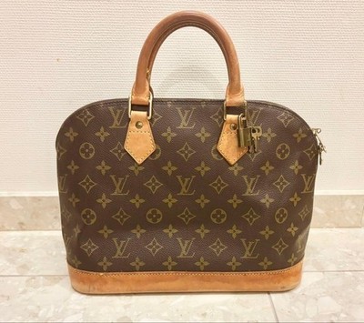 Louis Vuitton Alma Handbag M51130 Monogram Brown Leather LV Auth w/ Key Dust bag